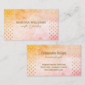 Gold Polka Dots Muster | Wasserfarbe Stilvoll Visitenkarte (Vorne/Hinten)
