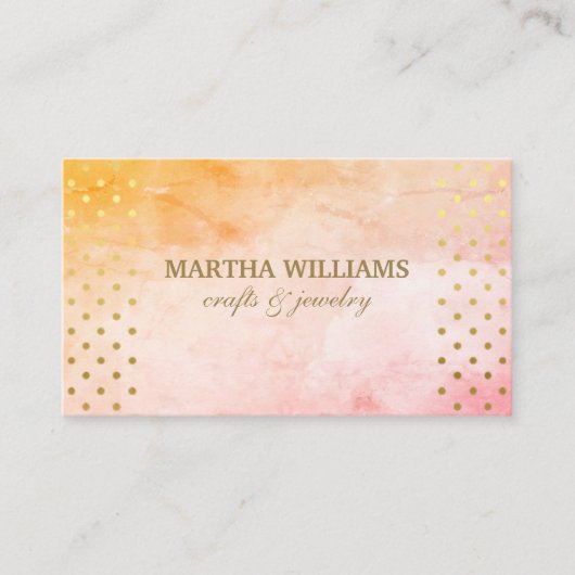 Gold Polka Dots Muster | Wasserfarbe Stilvoll Visitenkarte (Vorderseite)