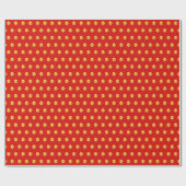 Gold Polka Dots on Red Geschenkpapier (Flach)