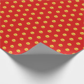 Gold Polka Dots on Red Geschenkpapier (Ecke)