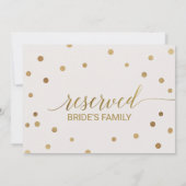 Gold Polka Dots "Reserviert" Zeichen Einladung (Rückseite)