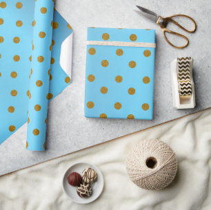 Gold Polka Dots und Baby Blue Satin Geschenkpapier