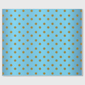 Gold Polka Dots und Baby Blue Satin Geschenkpapier (Flach)