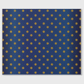 Gold Polka Dots und Navy Blue Satin Geschenkpapier (Flach)