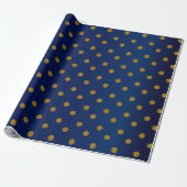 Gold Polka Dots und Navy Blue Satin Geschenkpapier (Ungerollt)