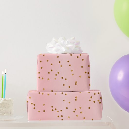 Gold Polka Dots und Rosa Satin Geschenkpapier (Partygeschenke)
