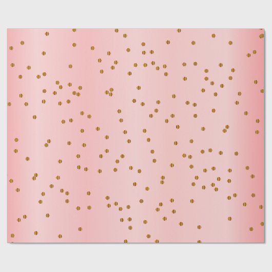 Gold Polka Dots und Rosa Satin Geschenkpapier (Flach)