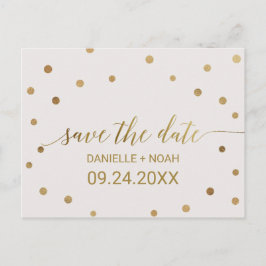 Gold Polka Dots Wedding Save the Date Ankündigungspostkarte