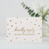 Gold Polka Dots Wedding Website UAWG Einladung (Stehend Vorderseite)