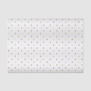 Gold Polka Punkte auf einem weißen Satin Hintergru Seidenpapier