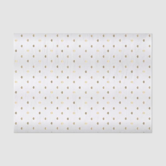 Gold Polka Punkte auf einem weißen Satin Hintergru Seidenpapier (Vorderseite)