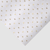 Gold Polka Punkte auf einem weißen Satin Hintergru Seidenpapier (Ausschnitt)