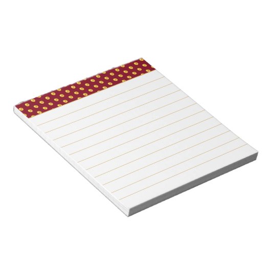 Gold Polka Punkte auf Maroon & White Notepad Notizblock (angewinkelt)