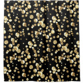 Gold Polka Punkte auf schwarzem Hintergrund . Duschvorhang (Vorderseite)