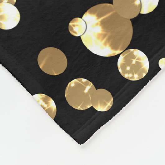 Gold Polka Punkte auf schwarzem Hintergrund . Fleecedecke (Ecke)