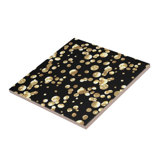 Gold Polka Punkte auf schwarzem Hintergrund . Fliese (Seite)