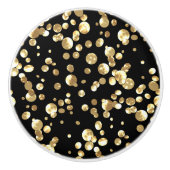 Gold Polka Punkte auf schwarzem Hintergrund . Keramikknauf (Vorderseite)