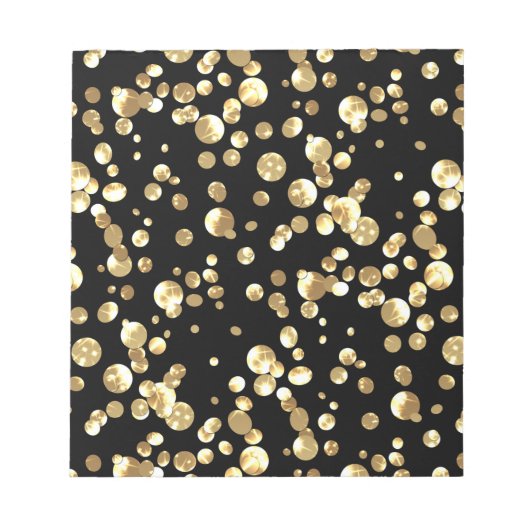 Gold Polka Punkte auf schwarzem Hintergrund . Notizblock (Vorderseite)