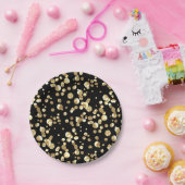 Gold Polka Punkte auf schwarzem Hintergrund . Papi Pappteller (Party)