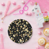 Gold Polka Punkte auf schwarzem Hintergrund . Pappteller (Party)