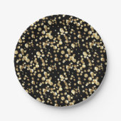 Gold Polka Punkte auf schwarzem Hintergrund . Pappteller (Vorderseite)