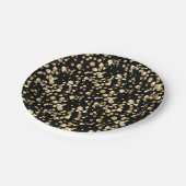 Gold Polka Punkte auf schwarzem Hintergrund . Pappteller (Schrägansicht)