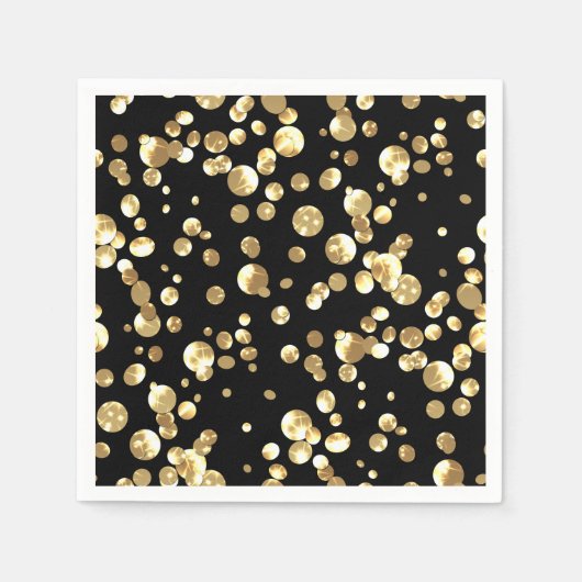 Gold Polka Punkte auf schwarzem Hintergrund . Serviette (Vorderseite)