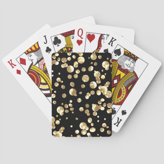 Gold Polka Punkte auf schwarzem Hintergrund . Spielkarten (Rückseite)