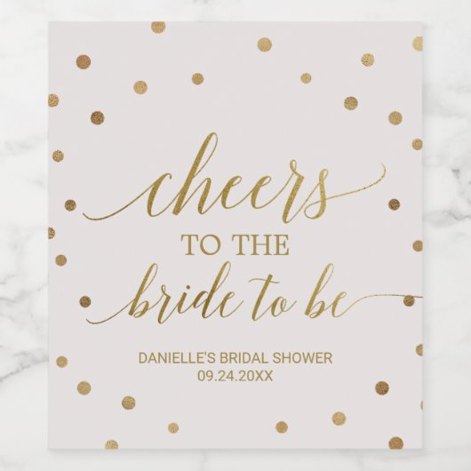 Gold Polka ruft die Braut auf, um zu sein Weinetikett (Einzelnes Label)