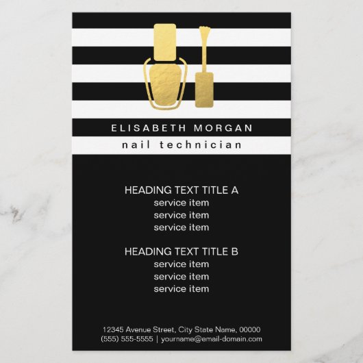 Gold polnische Flasche Nail Techniker Trendy Stric Flyer (Vorne)