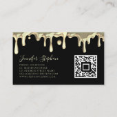 Gold Polnische Tropfen Nails Artist QR Code Black Visitenkarte (Rückseite)