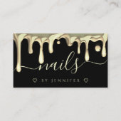 Gold Polnische Tropfen Nails Artist QR Code Black Visitenkarte (Vorderseite)