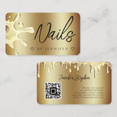 Gold Polnischer Splash Tropfen Nails QR Code Gold Visitenkarte (Vorne/Hinten)