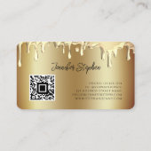Gold Polnischer Splash Tropfen Nails QR Code Gold Visitenkarte (Rückseite)