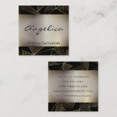 Gold Poly Pattern | Gold-Metallic-Hintergrund Quadratische Visitenkarte (Vorne/Hinten)