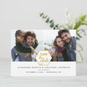 Gold Polygon Geometric | 2 FOTOS SAVE THE DATE (Stehend Vorderseite)