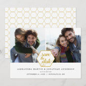 Gold Polygon Geometric | 2 FOTOS SAVE THE DATE (Vorne/Hinten)