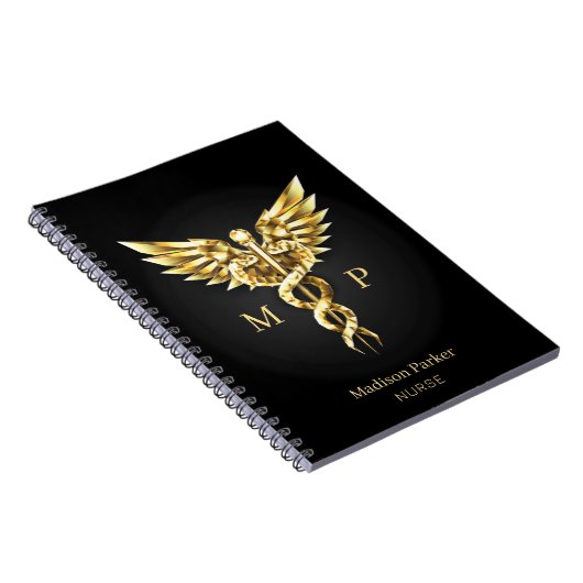 Gold Polygonal Caduceus Notizblock (Rechte Seite)