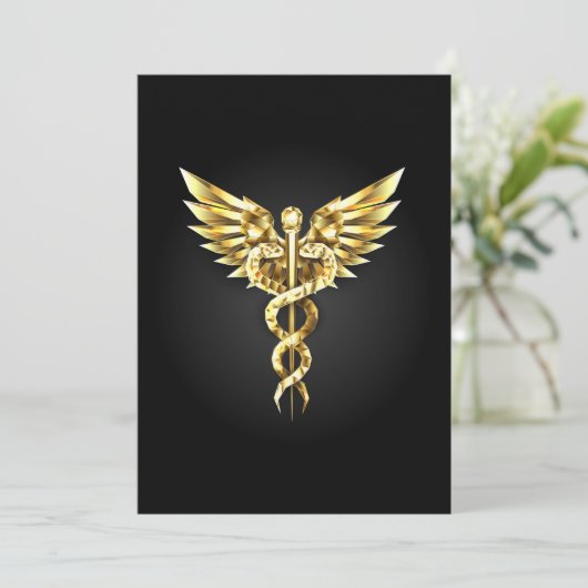 Gold Polygonal Symbol Caduceus Ankündigung (Stehend Vorderseite)