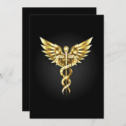 Gold Polygonal Symbol Caduceus Ankündigung (Vorne/Hinten)
