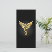 Gold Polygonal Symbol Caduceus Ankündigung (Stehend Vorderseite)