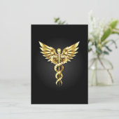Gold Polygonal Symbol Caduceus Ankündigung (Stehend Vorderseite)