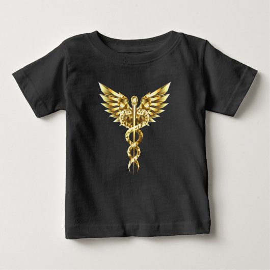 Gold Polygonal Symbol Caduceus Baby T-shirt (Vorderseite)