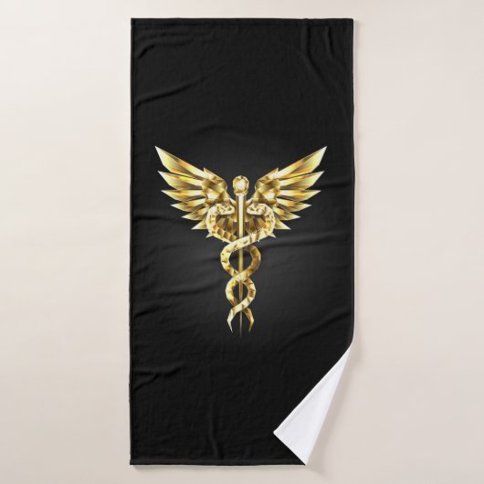 Gold Polygonal Symbol Caduceus Badehandtuch (Badehandtuch)
