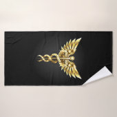 Gold Polygonal Symbol Caduceus Badehandtuch (Badehandtuch)