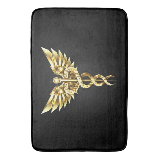 Gold Polygonal Symbol Caduceus Badematte (Vorderseite Vertikal)