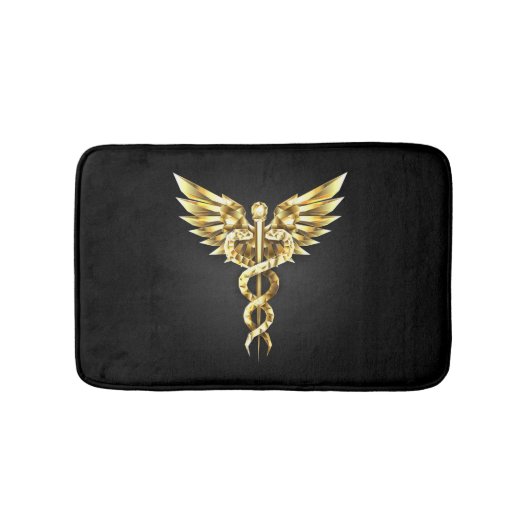 Gold Polygonal Symbol Caduceus Badematte (Vorderseite)