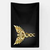 Gold Polygonal Symbol Caduceus Banner (Vertikal)