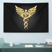 Gold Polygonal Symbol Caduceus Banner (Messe)