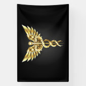 Gold Polygonal Symbol Caduceus Banner (Vertikal)
